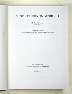 Seller image for Bndner Urkundenbuch. (Bd. III, 1273 - 1303). Herausgegeben vom Staatsarchiv Graubnden. for sale by antiquariat peter petrej - Bibliopolium AG