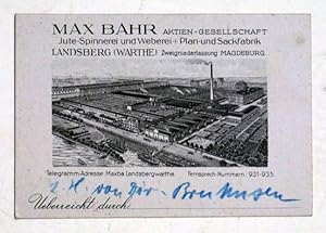 Postkarte - Max Bahr A.-G., Jute-Spinnerei und Weberei, Plan- und Sackfabrik.