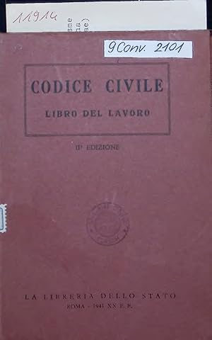 Bild des Verkufers fr CODICE CIVILE. LIBRO DEL LAVORO zum Verkauf von Antiquariat Bookfarm