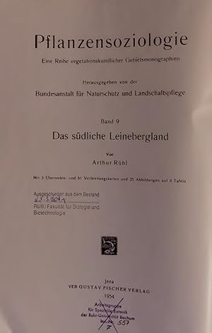 Immagine del venditore per Pflanzensoziologie. Band 9 - Das sdliche Leinebergland venduto da Antiquariat Bookfarm