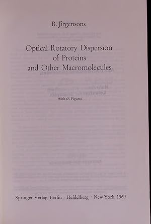 Seller image for Optical Rotatory Dispersion of Proteins and Other Macromolecules. for sale by Antiquariat Bookfarm