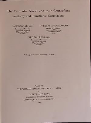 Bild des Verkufers fr The Vestibular Nuclei and their Connections Anatomy and Functional Correlations. zum Verkauf von Antiquariat Bookfarm