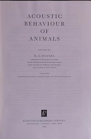 Immagine del venditore per ACOUSTIC BEHAVIOUR OF ANIMALS. venduto da Antiquariat Bookfarm