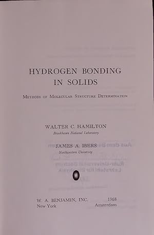 Bild des Verkufers fr HYDROGEN BONDING IN SOLIDS. zum Verkauf von Antiquariat Bookfarm