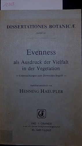 Bild des Verkufers fr Evenness als Ausdruck der Vielfalt in der Vegetation. DISSERTATIONES BOTANICAE, BAND 65 zum Verkauf von Antiquariat Bookfarm