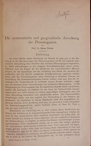 Imagen del vendedor de Die systematische und geographische Anordnung der Phanerogamen. a la venta por Antiquariat Bookfarm