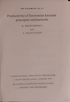 Seller image for Productivity of Terrestrial Animals principles and methods. IBP HANDBOOK No. 13 for sale by Antiquariat Bookfarm