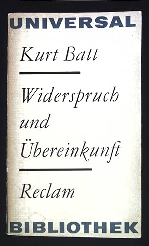 Bild des Verkufers fr Widerspruch und bereinkunft : Aufstze zur Literatur. Reclams Universal-Bibliothek ; Bd. 753 zum Verkauf von books4less (Versandantiquariat Petra Gros GmbH & Co. KG)