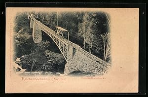 Ansichtskarte Reichenbachfälle Haslithal, Drahtseilbahnbrücke mit Bergbahn