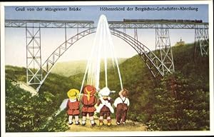 Ansichtskarte / Postkarte Solingen, Müngstener Brücke, Höhenrekord Bergische Luftschiffer Abteilung