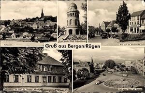 Bild des Verkufers fr Ansichtskarte / Postkarte Bergen auf Rgen, Marktstrae, Karl-Marx-Platz, Postamt, Ernst Moritz Arndt Aussichtsturm zum Verkauf von akpool GmbH