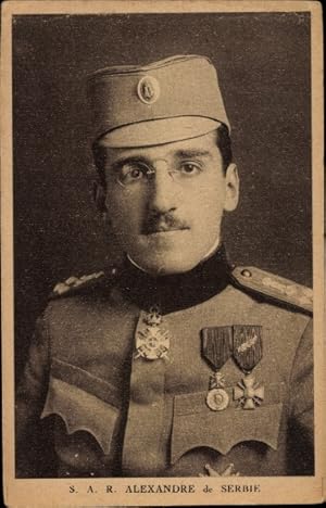 Ansichtskarte / Postkarte König Alexander I. von Serbien, Portrait, Jugoslawien