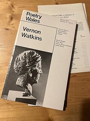 Bild des Verkufers fr Poetry Wales. Spring 1977. Vernon Watkins Special Number. Journal. Volume 12. Number 4. zum Verkauf von SAVERY BOOKS