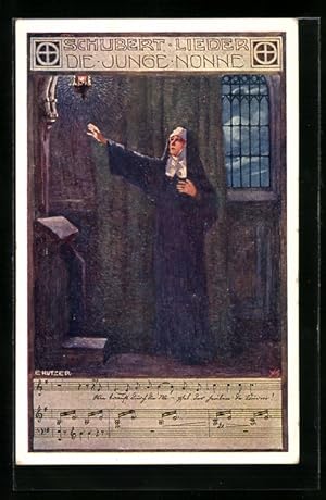 Seller image for Knstler-Ansichtskarte Ernst Kutzer: Franz Schubert Lieder, Die Junge Nonne for sale by Bartko-Reher