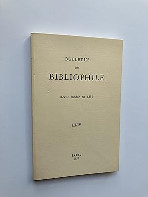 Bulletin du Bibliophile N° III-IV