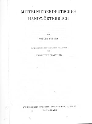 Bild des Verkufers fr Mittelniederdeutsches Handwrterbuch zum Verkauf von Antiquariat Christian Wulff
