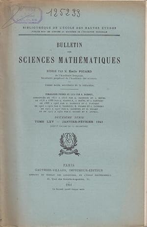 Image du vendeur pour Bulletin des Sciences Mathmatiques - Deuxime Srie - Tome LXV (LXXVI volume de la collection) mis en vente par PRISCA