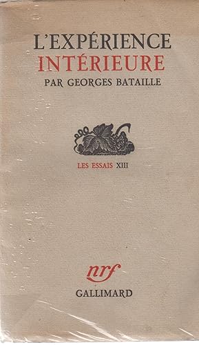 Bild des Verkufers fr L'Exprience Intrieure zum Verkauf von PRISCA
