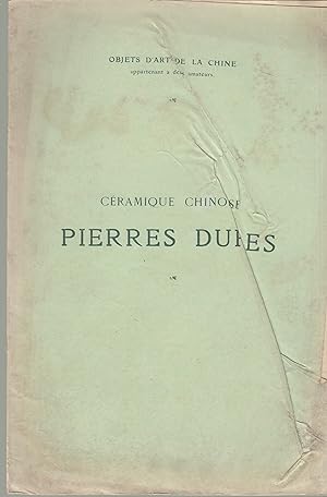 Bild des Verkufers fr Objets d'art de la Chine appartenant  deux amateurs. - Cramique chinoise : Pierres dures, Jades, Cristaux de roche, Amthystes, Agates des XVIIe et XVIIIe sicles. Laques et bois sculpts, Paravent, Bronzes et maux cloisonns et peints, toffes et Peintures dont la vente aura lieu  l'Htel Drouot, Salle N8 le vendredi 20 fvrier 1920,  2 heures. zum Verkauf von PRISCA