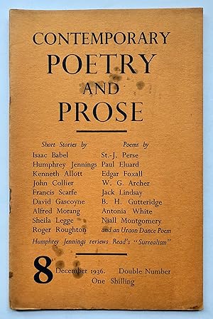 Bild des Verkufers fr Contemporary Poetry and Prose 8, December 1936 zum Verkauf von George Ong Books