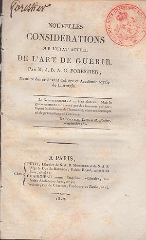 Image du vendeur pour Nouvelles considrations sur l'tat actuel de l'art de gurir. mis en vente par PRISCA