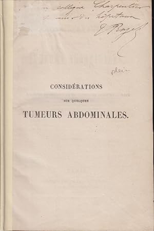 Bild des Verkufers fr Considrations sur quelques tumeurs abdominales / par Eugne Royet,. zum Verkauf von PRISCA