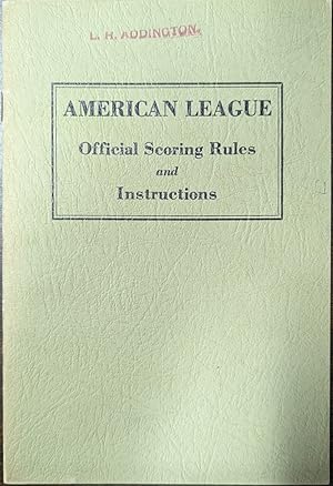 Bild des Verkufers fr American League Official Scoring Rules And Instructions zum Verkauf von Willis Monie-Books, ABAA