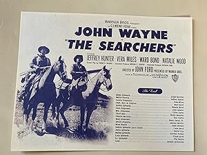 The Searchers Reproduction Synopsis Sheet 1956 John Wayne