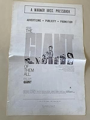 Image du vendeur pour Giant Pressbook 1956 Elizabeth Taylor, Rock Hudson, James Dean mis en vente par AcornBooksNH