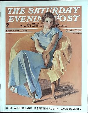 The Saturday Evening Post September 1, 1934 F. Sands Brunner, Kenneth Roberts