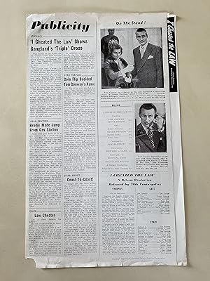 Immagine del venditore per I Cheated the Law Pressbook 1949 Tom Conway, Barbara Billingsley venduto da AcornBooksNH