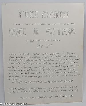 Seller image for Free Church cordially invites its friends to march with us for Peace in Vietnam in the New Mobilization Nov. 15th [handbill] for sale by Bolerium Books Inc.