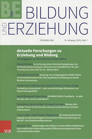 Bildung und Erziehung, 76. Jg., Heft 1. Aktuelle Forschungen zu Erziehung und Bildung.