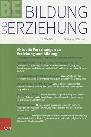 Bildung und Erziehung, 74. Jg., Heft 1. Aktuelle Forschungen zu Erziehung und Bildung.