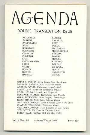 Bild des Verkufers fr Agenda - Vol. 6, Nos. 3-4, Autumn-Winter 1968 zum Verkauf von Between the Covers-Rare Books, Inc. ABAA