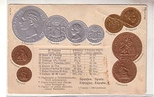 Bild des Verkufers fr 53560 Prge Ak Spanien mit Abbildungen von Mnzen um 1900 zum Verkauf von Versandhandel fr Sammler