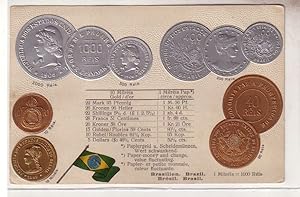 Bild des Verkufers fr 53569 Prge Ak Brasilien mit Abbildungen von Mnzen um 1900 zum Verkauf von Versandhandel fr Sammler