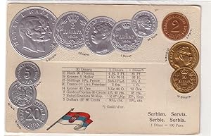 Bild des Verkufers fr 53571 Prge Ak Serbien mit Abbildungen von Mnzen um 1900 zum Verkauf von Versandhandel fr Sammler