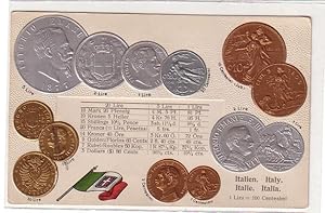 Bild des Verkufers fr 53567 Prge Ak Italien mit Abbildungen von Mnzen um 1900 zum Verkauf von Versandhandel fr Sammler