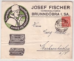 Bild des Verkufers fr 56875 seltener Reklame Brief von Brunndbra nach Markneukirchen 1923 zum Verkauf von Versandhandel fr Sammler
