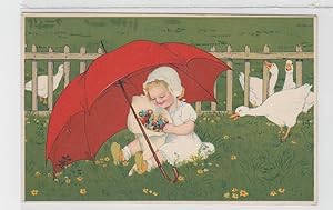 Bild des Verkufers fr 26131 Ak Kind unter Regenschirm beim naschen um 1910 zum Verkauf von Versandhandel fr Sammler