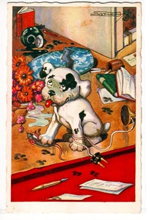 Bild des Verkufers fr 08801 Humor Ak Hund verwstet Wohnzimmer 1927 zum Verkauf von Versandhandel fr Sammler