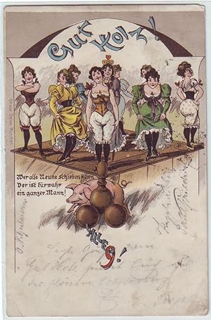 Bild des Verkufers fr 44487 Ak Lithographie Humor Kegeln "Gut Holz!" 1901 zum Verkauf von Versandhandel fr Sammler