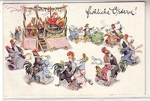 Bild des Verkufers fr 42779 Humor Ak Hhner Kapelle spielt zum Tanz auf 1912 zum Verkauf von Versandhandel fr Sammler