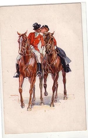 Bild des Verkufers fr 02669 Ak Erotik "Erkal" Nr.345/3 Kuss zu Pferde um 1910 zum Verkauf von Versandhandel fr Sammler