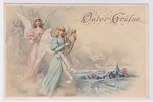 Bild des Verkufers fr 96176 Ostergre Ak Engel mit Harfe und Triangel um 1900 zum Verkauf von Versandhandel fr Sammler