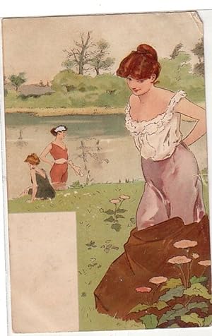 Bild des Verkufers fr 02712 Ak Erotik Damen beim Bad am Wasser 1906 zum Verkauf von Versandhandel fr Sammler