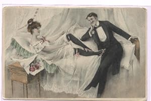Bild des Verkufers fr 02745 Ak Erotik Herrenbesuch am Bett um 1920 zum Verkauf von Versandhandel fr Sammler