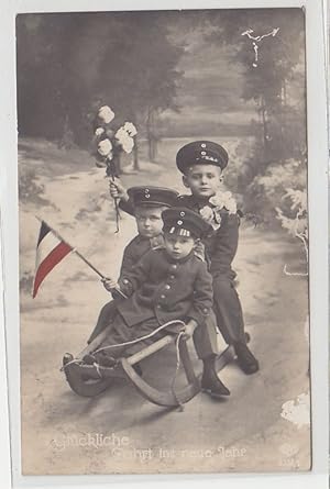 Bild des Verkufers fr 00808 Neujahrs Ak 3"Kleine Soldaten" mit Schlitten 1917 zum Verkauf von Versandhandel fr Sammler