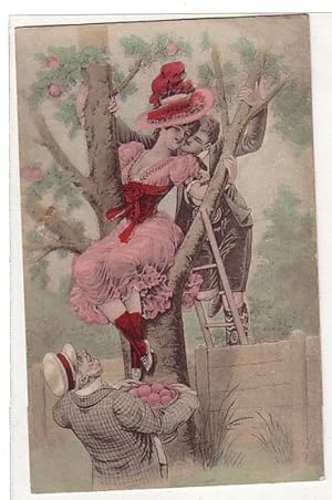 Bild des Verkufers fr 02718 Ak Erotik Humor junge Dame auf Baum um 1920 zum Verkauf von Versandhandel fr Sammler